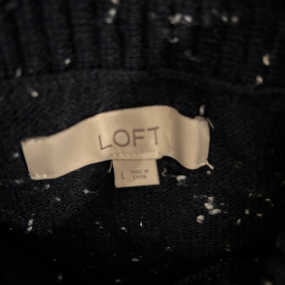 Soft Blue Drape Neck Sweater with White Speckles Size Large by Loft - Picture 8 of 9